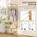 Corner Coat Rack with Top Hanger and 2 Mesh Shelves for Entryway Hallway Living Room Bedroom