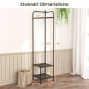 Corner Coat Rack with Top Hanger and 2 Mesh Shelves for Entryway Hallway Living Room Bedroom