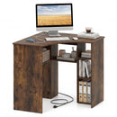 Corner Computer Desk Triangle Home Office Desk with Adjustable Shelf and Arc-Shaped Profile by LJGDeals