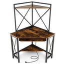 Space-Saving Corner Computer Desk with with Hutch and Keyboard Tray by LJGDeals