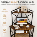 Space-Saving Corner Computer Desk with with Hutch and Keyboard Tray by DirectDeals