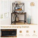 Space-Saving Corner Computer Desk with with Hutch and Keyboard Tray by DirectDeals