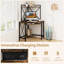 Space-Saving Corner Computer Desk with with Hutch and Keyboard Tray by LJGDeals