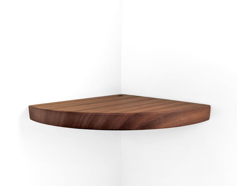 Floating Corner Shelf with Cord Hole in Oak