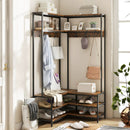 Corner Garment Rack with Open Shelves and 7 Hooks Shoe Bench by LJGDeals