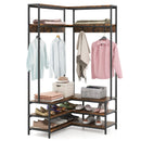 Corner Garment Rack with Open Shelves and 7 Hooks Shoe Bench by LJGDeals