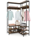 Corner Garment Rack with Open Shelves and 7 Hooks Shoe Bench by LJGDeals