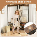 Corner Garment Rack with Open Shelves and 7 Hooks Shoe Bench by LJGDeals