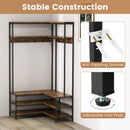 Corner Garment Rack with Open Shelves and 7 Hooks Shoe Bench by LJGDeals