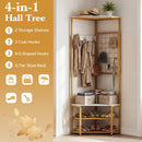 Corner Hall Tree Freestanding Coat Rack with Storage Shelves Removable Hooks by LJGDeals