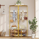 Corner Hall Tree Freestanding Coat Rack with Storage Shelves Removable Hooks by LJGDeals