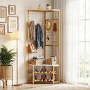 Corner Hall Tree Freestanding Coat Rack with Storage Shelves Removable Hooks by LJGDeals