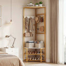Corner Hall Tree Freestanding Coat Rack with Storage Shelves Removable Hooks by LJGDeals
