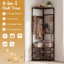 Corner Hall Tree Freestanding Coat Rack with Storage Shelves Removable Hooks by LJGDeals