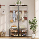 Corner Hall Tree Freestanding Coat Rack with Storage Shelves Removable Hooks by LJGDeals