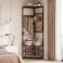 Corner Hall Tree Freestanding Coat Rack with Storage Shelves Removable Hooks by LJGDeals