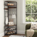 5-Tier Corner Hall Tree with Shoe Storage Bench-Rustic Brown
