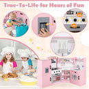 Corner Kids Play Kitchen with Washing Machine and Ice Maker Gift for Boys Girls-Pink