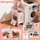 Corner Kitchen Toys with Lights and Sounds with Pull-out Trash Can and Stoves