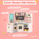 Corner Kitchen Toys with Lights and Sounds with Pull-out Trash Can and Stoves