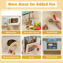 Corner Kitchen Toys with Lights and Sounds with Pull-out Trash Can and Stoves
