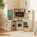 Corner Kitchen Toys with Lights and Sounds with Pull-out Trash Can and Stoves