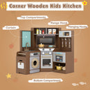 Corner Kitchen Toys with Lights and Sounds with Pull-out Trash Can and Stoves