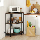 Corner Printer Stand 3-Tier Corner Shelf with Charging Station and Metal Frame-Rustic Brown by LJGDeals