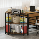 Corner Printer Stand 3-Tier Corner Shelf with Charging Station and Metal Frame-Rustic Brown