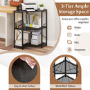 Corner Printer Stand with Power Outlet 3-Tier Storage Rack with Adjustable Shelf-Black