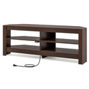 Corner TV Stand with Power Outlet and 4 Open Storage Shelves