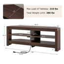 Corner TV Stand with Power Outlet and 4 Open Storage Shelves