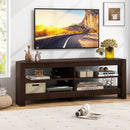 Corner TV Stand with Power Outlet and 4 Open Storage Shelves