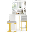 Corner Vanity Desk with Mirror and Lights Makeup Dressing Table with Triple Mirror-White by LJGDeals
