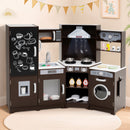 Corner Wooden Play Kitchen with Lights and Sounds Large Pretend Play Kitchen Set