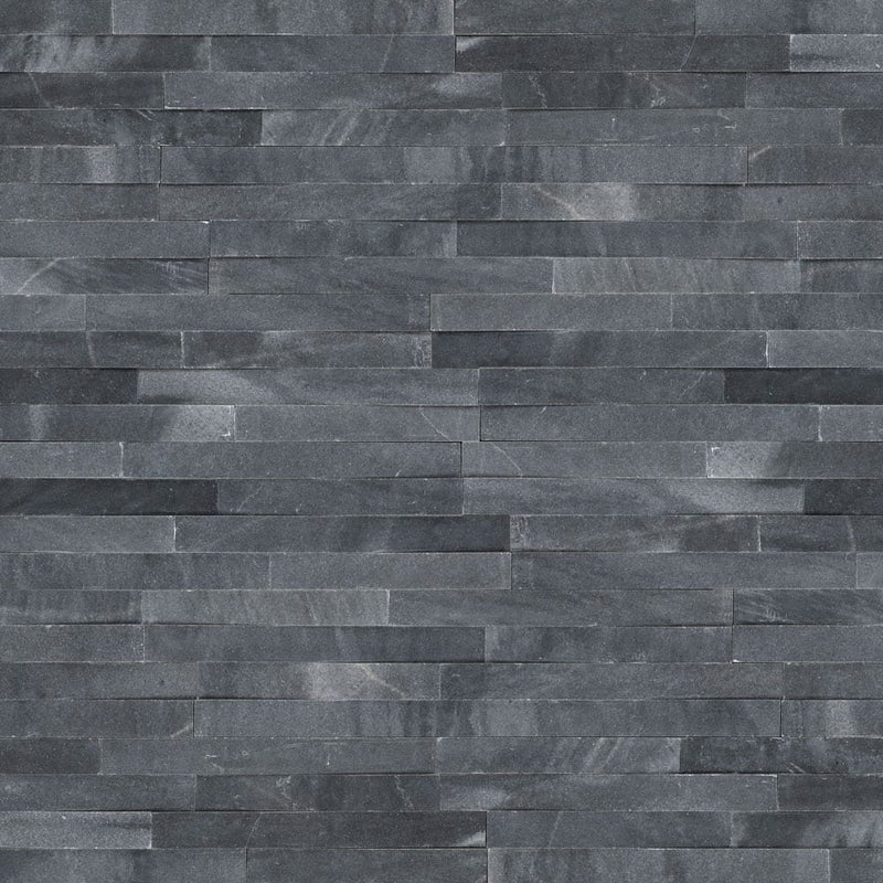 Cosmic black 3d wave ledger panel 6x24 honed marble wall tile LPNLMCOSBLK624 3DW product shot wall view