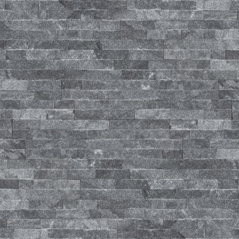 Cosmic black ledger panel 6x24 splitface marble wall tile LPNLMCOSBLK624 product shot wall view