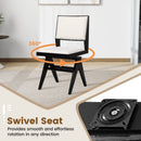 Swivel Wooden Dining Chair Set of 2 with Rubber Wood Frame and Padded Seat-Black by LJGDeals