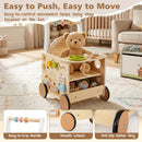 Wooden Push Walker 13-in-1 Activity Center with Storage