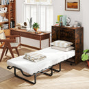 Cot Size Murphy Bed with Foldable Bed and Lockable Wheels-Rustic Brown