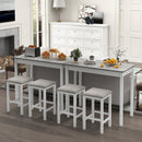 3-Piece Bar Table Set Dining Table and 2 Bar Stools-White