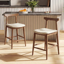 Counter Height Bar Stools 24 Inch Solid Wood Kitchen Island Chairs with Curved Backs by LJGDeals