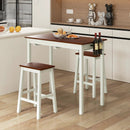3-Piece Bar Table Set with 2 Wine Holders and Wooden Legs-White by LJGDeals