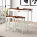 3-Piece Bar Table Set with 2 Wine Holders and Wooden Legs-White by LJGDeals