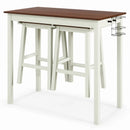 3-Piece Bar Table Set with 2 Wine Holders and Wooden Legs-White by LJGDeals