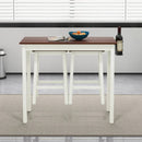 3-Piece Bar Table Set with 2 Wine Holders and Wooden Legs-White by LJGDeals