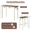 3-Piece Bar Table Set with 2 Wine Holders and Wooden Legs-White by LJGDeals