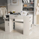 Counter Height Sewing Craft Table Computer Desk with Adjustable Shelves and Drawer-White by LJGDeals