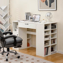 Counter Height Sewing Craft Table Computer Desk with Adjustable Shelves and Drawer-White by LJGDeals