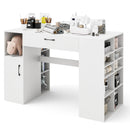 Counter Height Sewing Craft Table Computer Desk with Adjustable Shelves and Drawer-White by LJGDeals